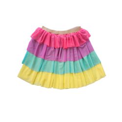 Fantasia Infantil Saia Tule Camadas Arco iris