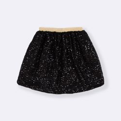 Saia Brilho Doce Paetê Preto
