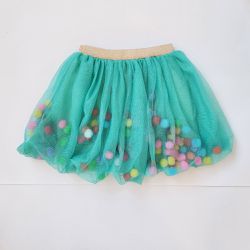 Saia Tule Pompom Verde - Minibossa