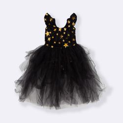 Vestido Body Tutu preto com estrelas douradas