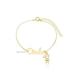 Pulseira Dinda com 1 Bonequinho de Pedrinhas - MODABELLE