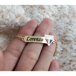  Pulseira para Bebê / Infantil com 1 Nome e Time d... - MODABELLE