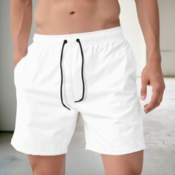 Bermuda Tactel Elastano Masculina Branco - Bermuda... - MOLETOM SHOP