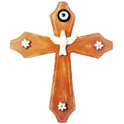 Crucifixo em madeira pintado 30cm - laranja - CRF0... - MonaCrespa