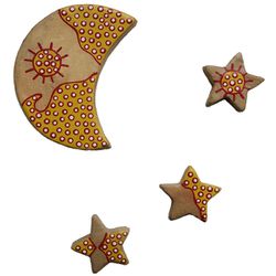 Lua e estrelas em cerâmica artesanal