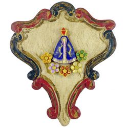 Nossa Sra. Aparecida em suporte barroco P 24cm - O... - MonaCrespa