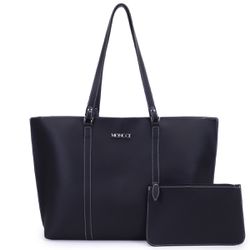 Bolsa Toronto - Preto Detalhe Branco - 490 pb - MONCCI
