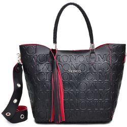 Bolsa Santorini - Preto com detalhes Vermelho - 04... - MONCCI