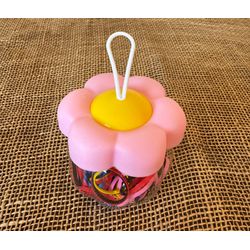 POTE DE ELÁSTICOS PARA CABELO - TEMA FLOR - COR RO... - MONOWI 