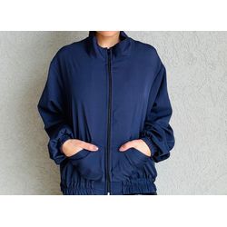 CORTA VENTO LISO - SEM CAPUZ - COR AZUL MARINHO -... - MONOWI 