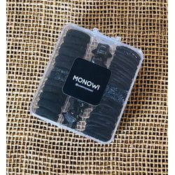 CAIXINHA COM ELÁSTICOS PARA CABELO - COR PRETA (EL... - MONOWI 