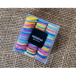 CAIXINHA COM ELÁSTICOS PARA CABELO - COLORIDOS - ... - MONOWI 