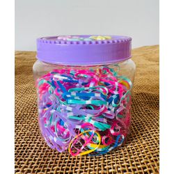 POTE DE ELÁSTICOS PARA CABELO - ELÁSTICOS COLORIDO... - MONOWI 