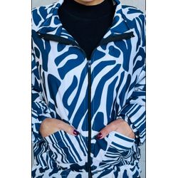 CORTA VENTO ESTAMPADO - LISTRAS - AZUL E BRANCO -... - MONOWI 