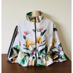 PARKA ESTAMPA - FLORAL- TONS DE VERDE E AMARELO -... - MONOWI 
