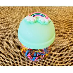 POTE DE ELÁSTICOS PARA CABELO - TEMA ARCO-IRÍS - (... - MONOWI 