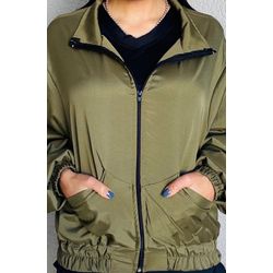 CORTA VENTO LISO - SEM CAPUZ - COR VERDE MILITAR ... - MONOWI 