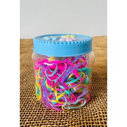 POTE DE ELÁSTICOS PARA CABELO - ELÁSTICOS COLORIDO... - MONOWI 