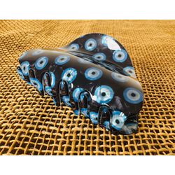 PIRANHA DE CABELO - OLHO GREGO - TONS DE AZUL E PR... - MONOWI 