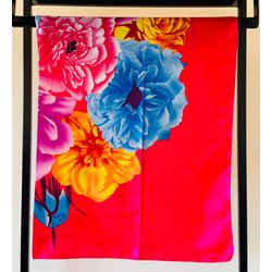 LENÇO - FLORAL COM FUNDO PINK - 55622220 - MONOWI 