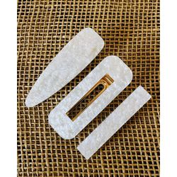 PRESILHAS - KIT 3 UN. - BRANCO COM BRILHO DOURADO ... - MONOWI 