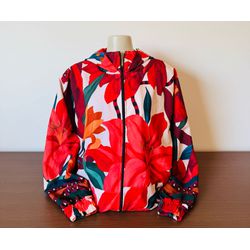 CORTA VENTO ESTAMPADO - COM CAPUZ - FLORAL - 1717... - MONOWI 