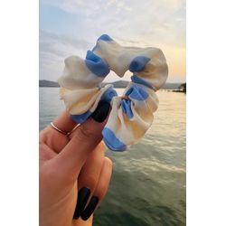 SCRUNCHIE - POÁ - AZUL E AMARELO - 0255 - MONOWI 