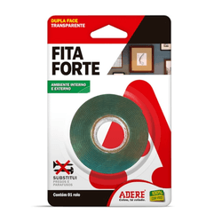 Fita Forte Dupla Face Transparente 12 mm x 2m Ader - Monza Tintas