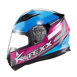 Capacete Texx Strike Superstar - Azul Rosa Branco - Moto One