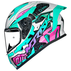Capacete Norisk Flow Robot - Branco Verde - Moto One