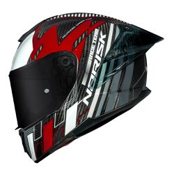 Capacete Norisk Carbon R Team - Vermelho Branco - Moto One