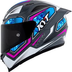Capacete Kyt Striker 2V Tech - Cinza Azul Rosa. - Moto One