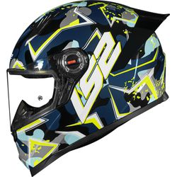 Capacete Ls2 Ff358 s Camo - Azul/amarelo - Moto One