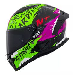 Capacete MT Stinger 2 Ardent C13 - Preto Verde Ros - Moto One
