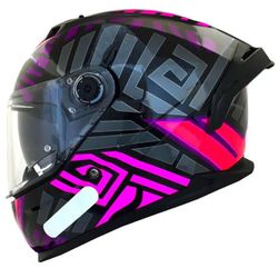Capacete MT Braker Zebra B8 - Preto Rosa - Moto One