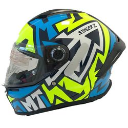 Capacete MT Stinger 2 Meld C7 - Preto Amarelo Azul - Moto One