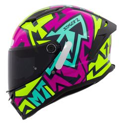 Capacete MT Stinger 2 Meld C8 - Rosa Amarelo Azul - Moto One
