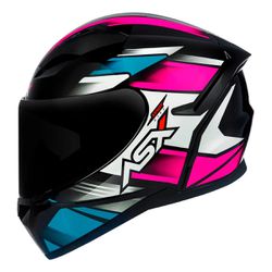Capacete Asx City Start - Preto/Turquesa/Rosa - Moto One