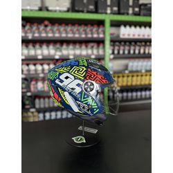 Capacete Race Tech Play Art - Azul/Laranja - Moto One