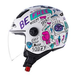 Capacete Norisk Orion (Aberto) Free - Branco Roxo - Moto One