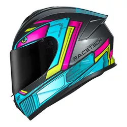 Capacete Race Tech Hit Android - Cinza/Rosa - Moto One
