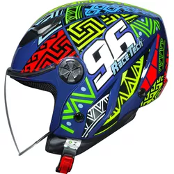 Capacete Race Tech Play Art - Azul/Laranja - Moto One