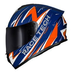 Capacete Race Tech Hit Fuzzy - Azul/Laranja - Moto One