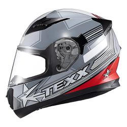 Capacete Texx Strike Superstar - Cinza/Vermelho/Br... - Moto One