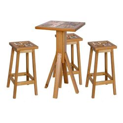 Mesa Bistrô Alta Vintage Azulejo c/ 03 Banquetas e... - Móveis Rezende 