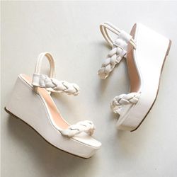 Sandália Anabela Bruna Off White - 1912W - AMARI SHOES