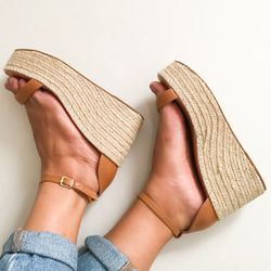 Sandália Anabela Corda Juliana Caramelo - 312001C - AMARI SHOES