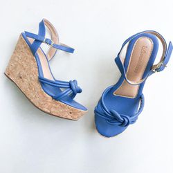 Sandália Anabela Cortiça Ana Azul Safira - 1648AZ - AMARI SHOES