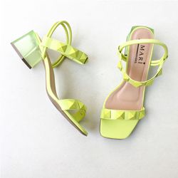 Sandália Salto Bloco Degradê Lemon - 7670L - AMARI SHOES