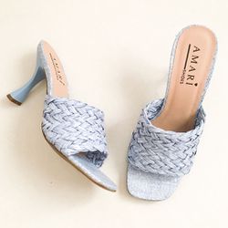 Tamanco Natural Azul Jeans - 77120AJ - AMARI SHOES